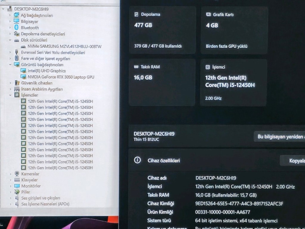 Msi i5 12450H RTX 3050 16GB Ram 512GB SSD Gaming Laptop - 6