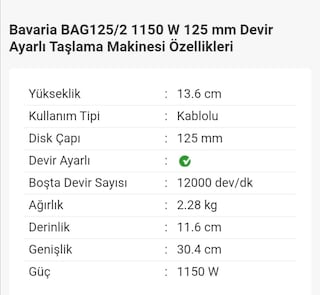 Einhell Bavaria Bag125 Devirli 1150w Taşlama sfr grtli - 3