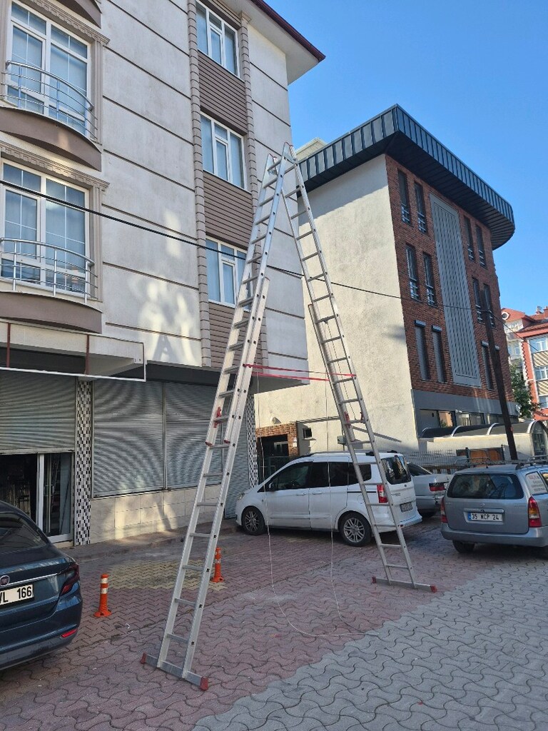aliminyum sürgülü 4 kademeli ipli merdiven ikinci el sıfır ayarında - 8