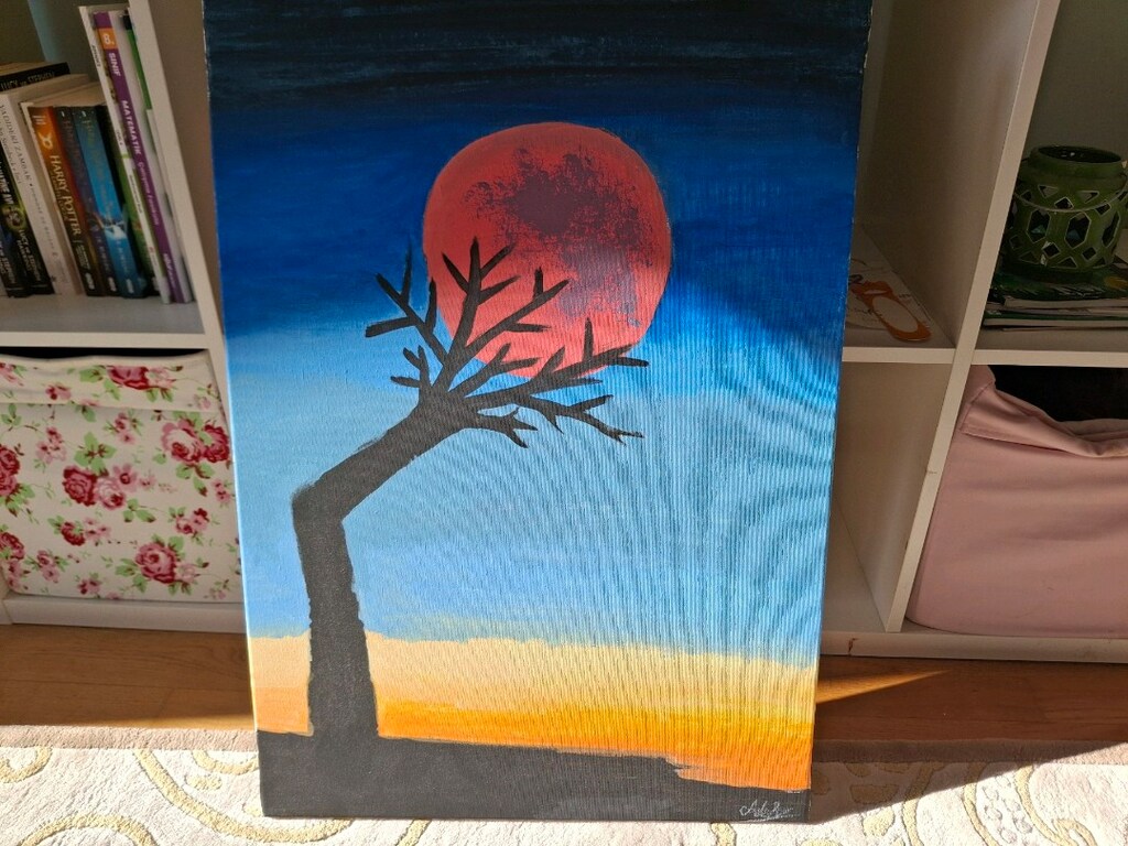 Dolunayın Tanıklığı Tuval üzerine akrilik boya 50 x 70 cm