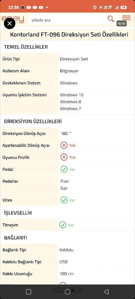 KONTORLAND FT-086 MODEL OYUN DİREKSİYON OYUN SETİ - 9
