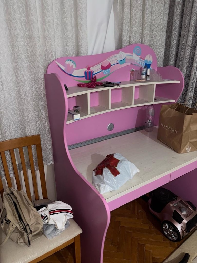Çilek Mobilya Pembe Kitaplıklı Çalışma Masası - Sağlam & Kullanışlı - 4
