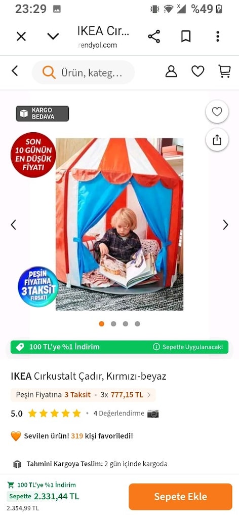 IKEA markası çadır sıfır 1kere kurulum yapıldı ihtiyaç fazlası - 4