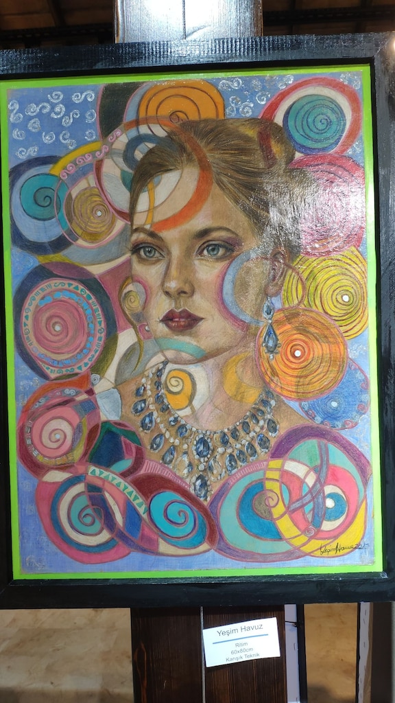 El Yapımı Orijinal Büyük Boy Tablo - 80x60 cm Soyut Portre