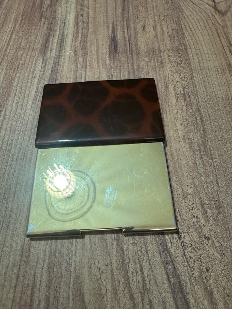 Vintage / Retro Kaplumbağa Kabuğu Desenli Metal Kartvizitlik - 2