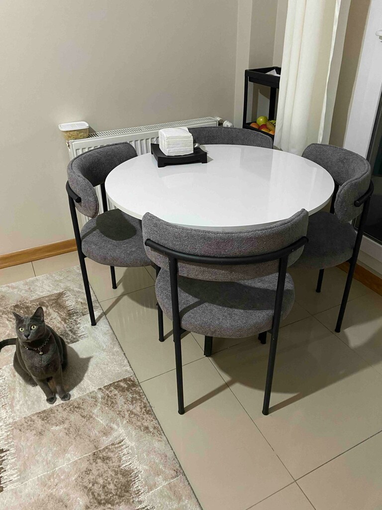 YUVARLAK YEMEK MASASI VE 4 ADET TEDDY SANDALYE TAKIMI - 2