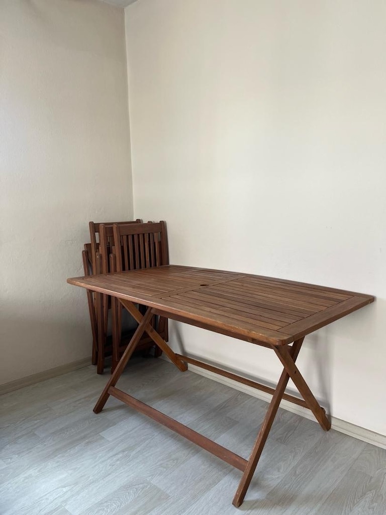 Masif Ahşap Katlanır Bahçe/Balkon Masa Sandalye Takımı (4 Sandalye) - 2