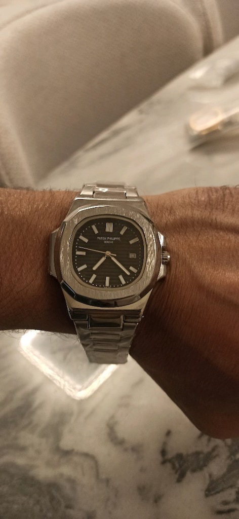 Patek Philippe takvimli pilli çelik kasa kordon kol saati - 2