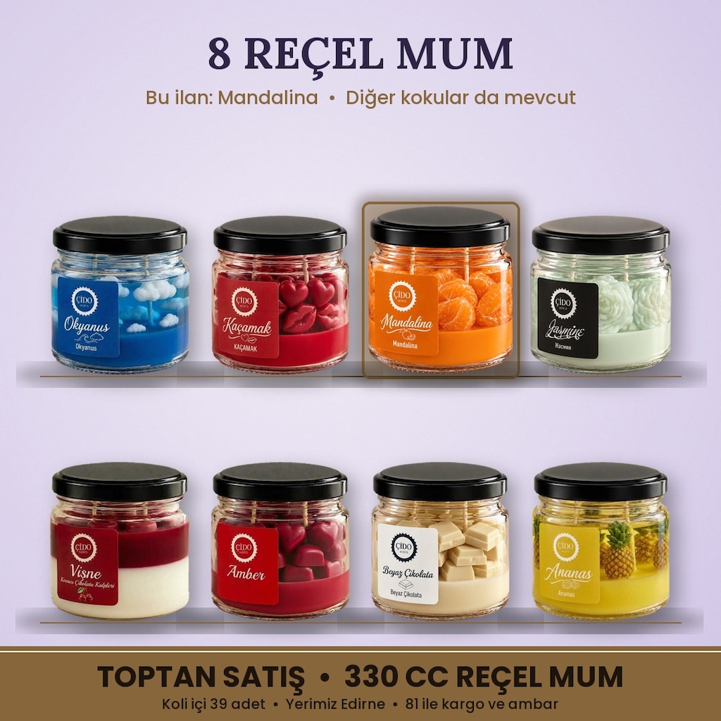 ÇİDO MİRİS MANDALİNA KOKULU KAVANOZ MUM 330CC | TOPTAN SATIŞ - 3