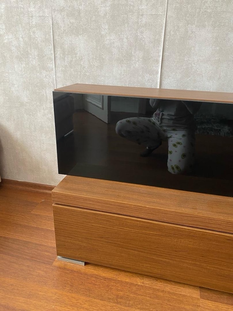 tv ünitesi lamine ahşap siyah lake kapak - 5