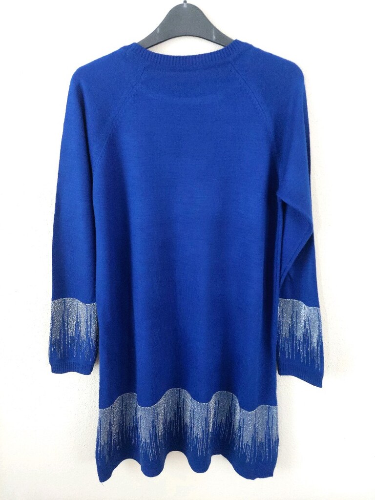 Bayan Saks mavi Desenli Kazak & tunik - 2