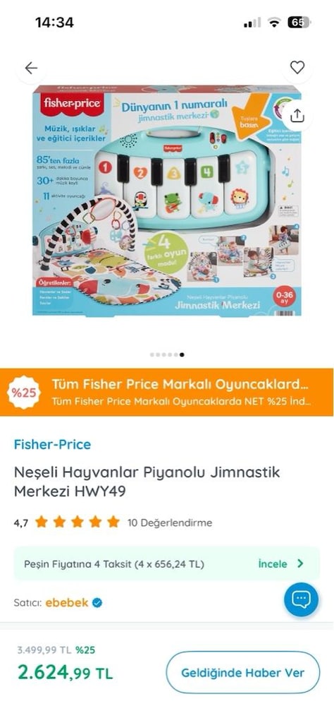 Fisher Price Delüks Piyanolu Jimnastik Merkezi (Türkçe) - 3
