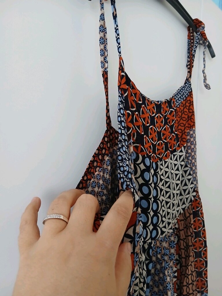 Kadın Çok Desenli Ayarlanabilir İnce Askılı Şifon Elbise (M Beden) - 8