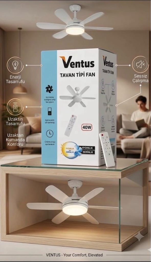 ampül vantilatör 40w 6 kanat ampul pervane