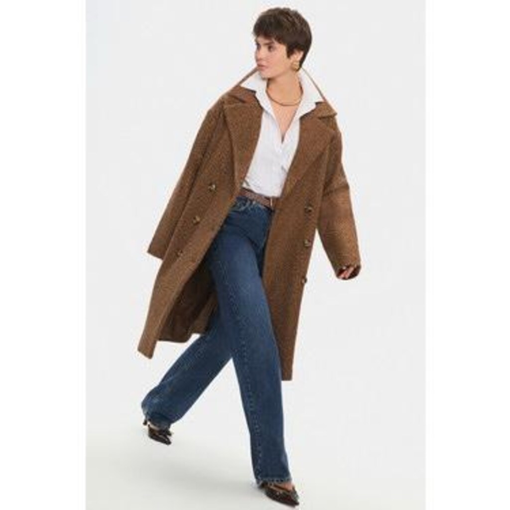 NG Style Düğme Detaylı Kaban - 40/Kahverengi - 3