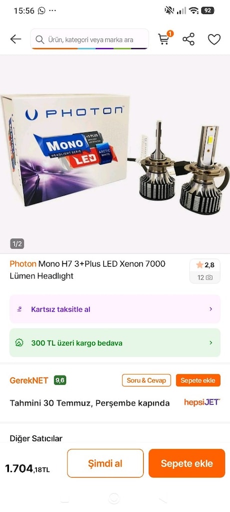 Photon Mono +3 Plus H7 LED Orijinal sıfır kutusunda - 5
