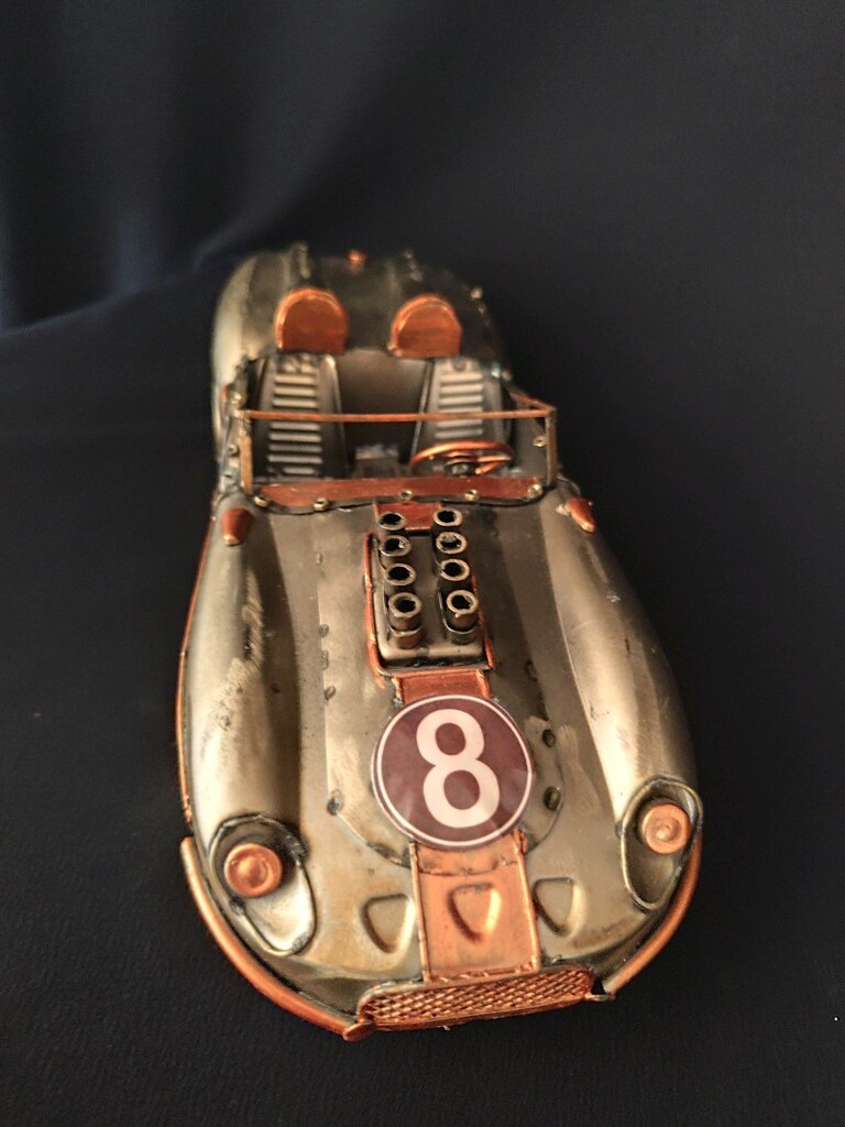 El Yapımı Vintage Metal Yarış Arabası Biblo - Kaynak Detaylı Dekoratif - 2