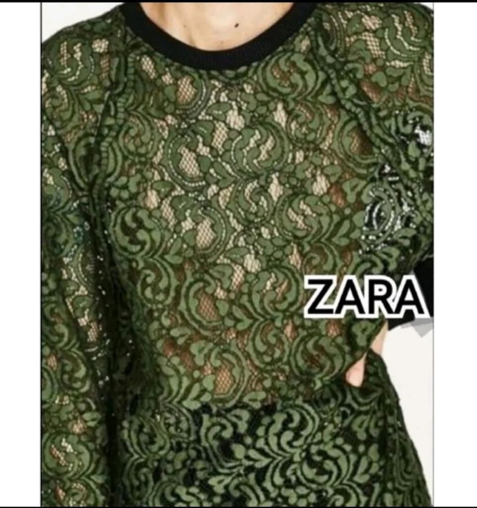ZARA GÜPÜR DANTEL KROŞE BLUZ Twist İpekyol MNG