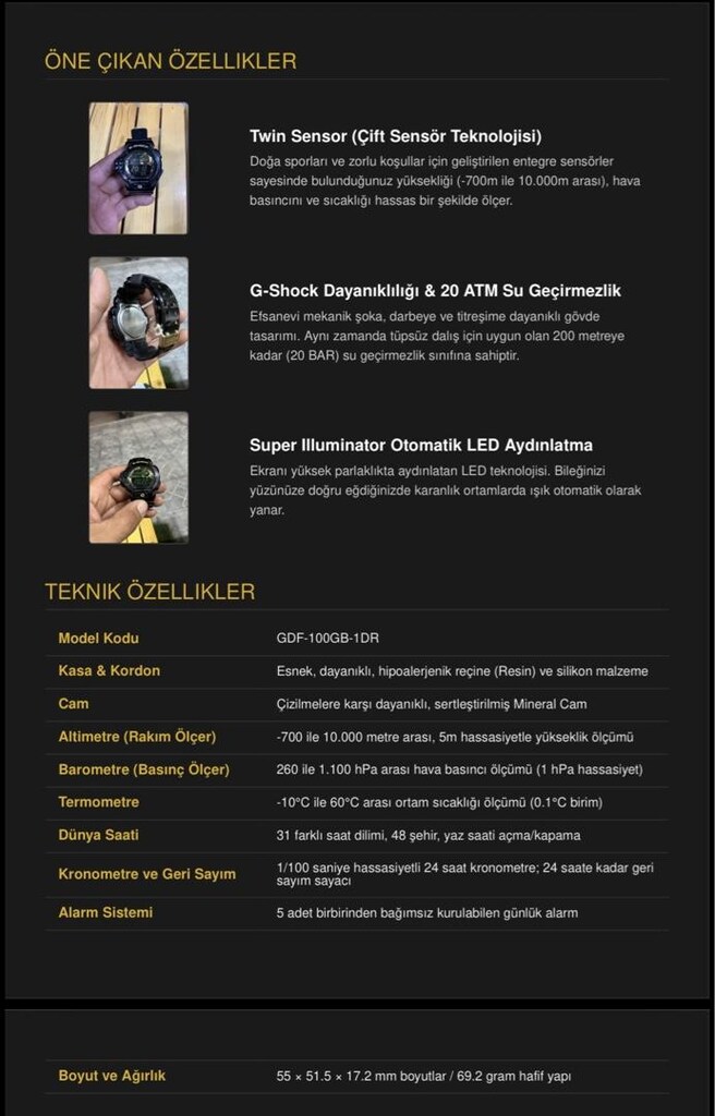 Casio G-Shock GDF-100GB-1DR Black & Gold (Tam Set / Üretimi Yok) - 3