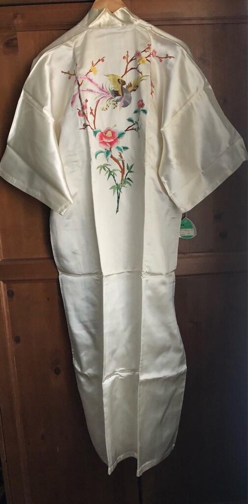 Japon tarzı işlemeli kimono/sabahlık - 9