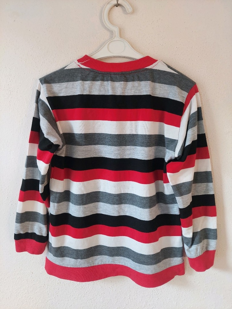 Çocuk renkli Çizgili Araba Nakışlı Sweatshirt - 2