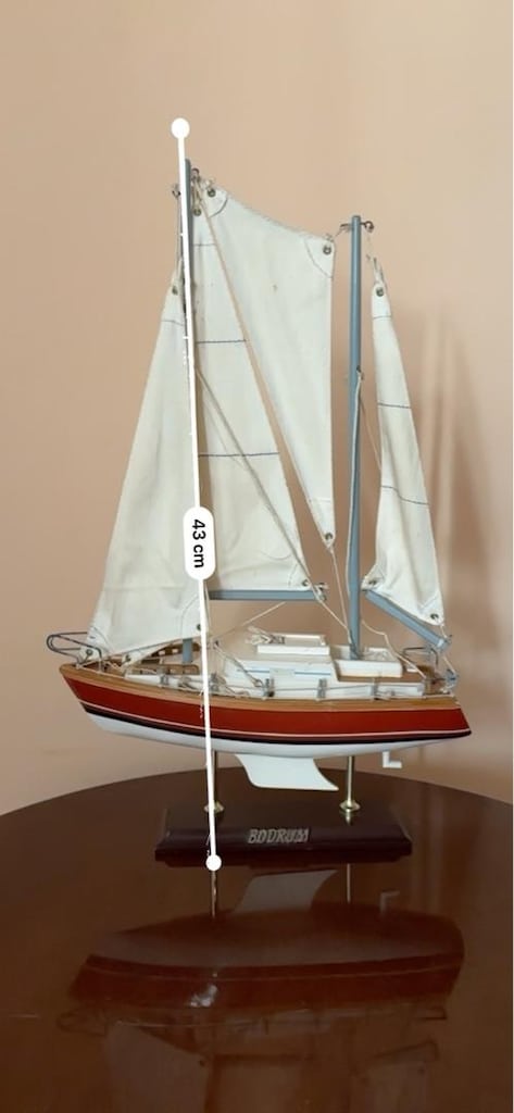 El Yapımı Ahşap Maket Tekne / Yelkenli Seti (31 cm & 43 cm) - 4