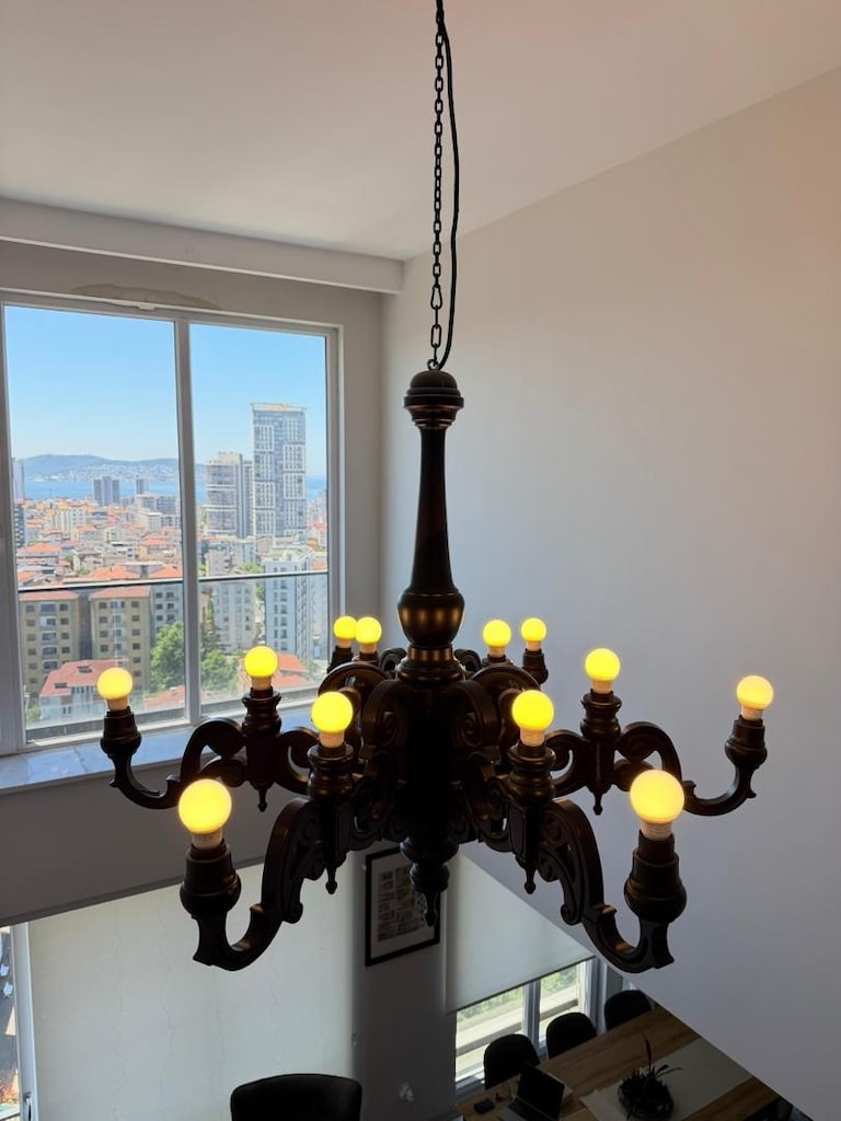 Loft Daireye Uygun 6 Kollu Boydan Ayarlanabilir Büyük Avize - 110cm Ge