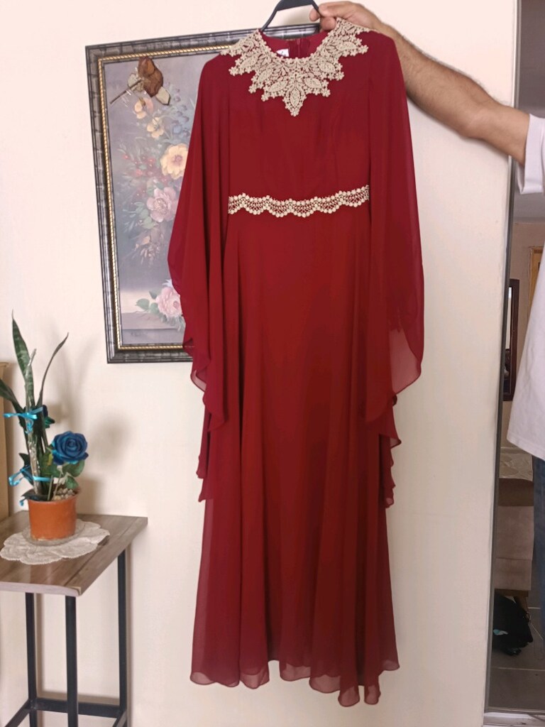 bordo şifon abiye - 7