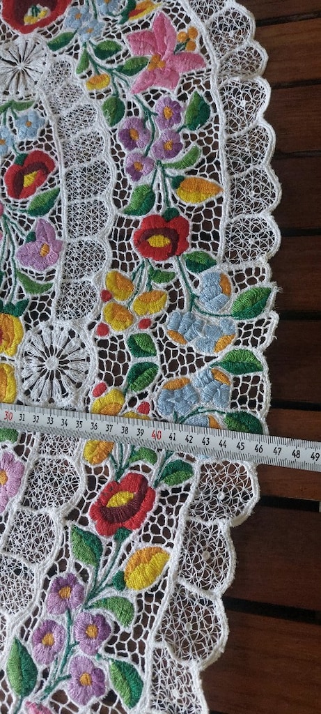 AVRUPA NAKIS BOBIN DANTELI VİNTAGE ÖRTÜ 82/47CM SİFİR SANDİKTAN - 3
