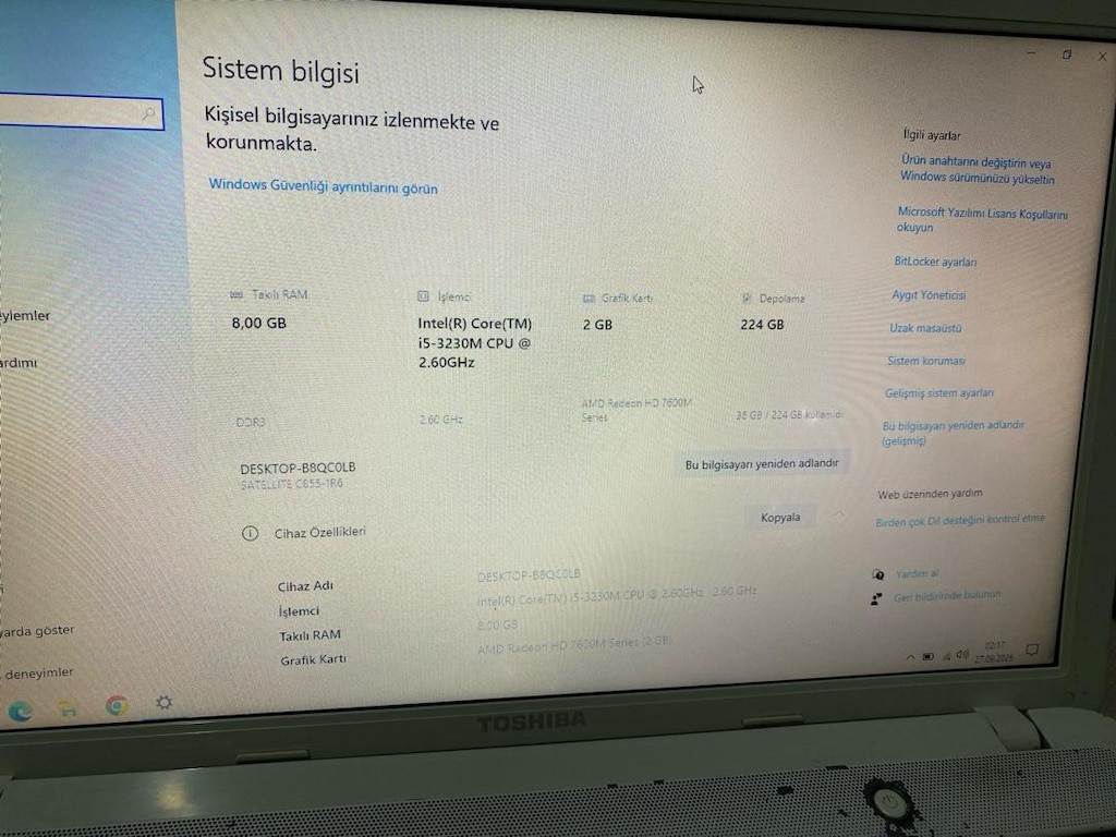 Toshiba Satellite L850 i5-3Nesil laptop sorunsuz - 3