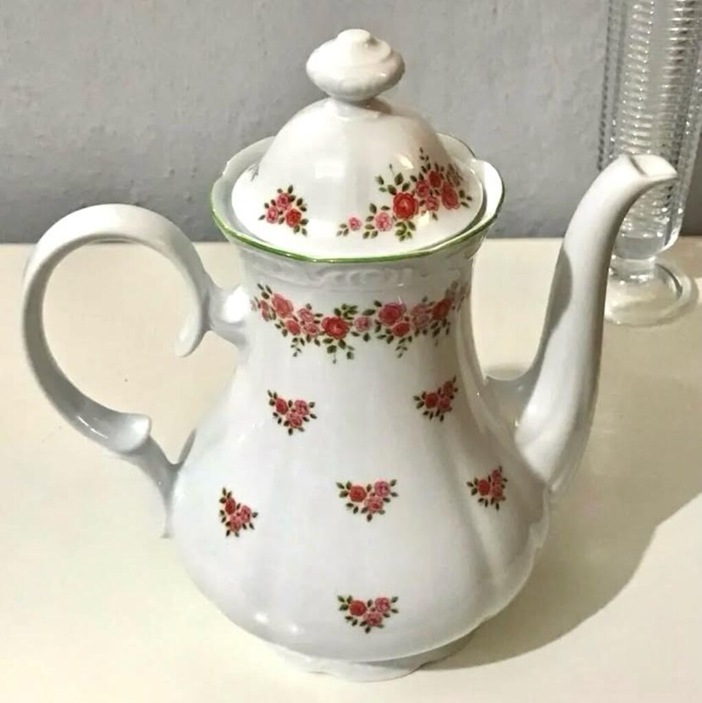 Alman Bavaria Antika El Boyama Porselen Çay Potu & BÜYÜK BOY - 9
