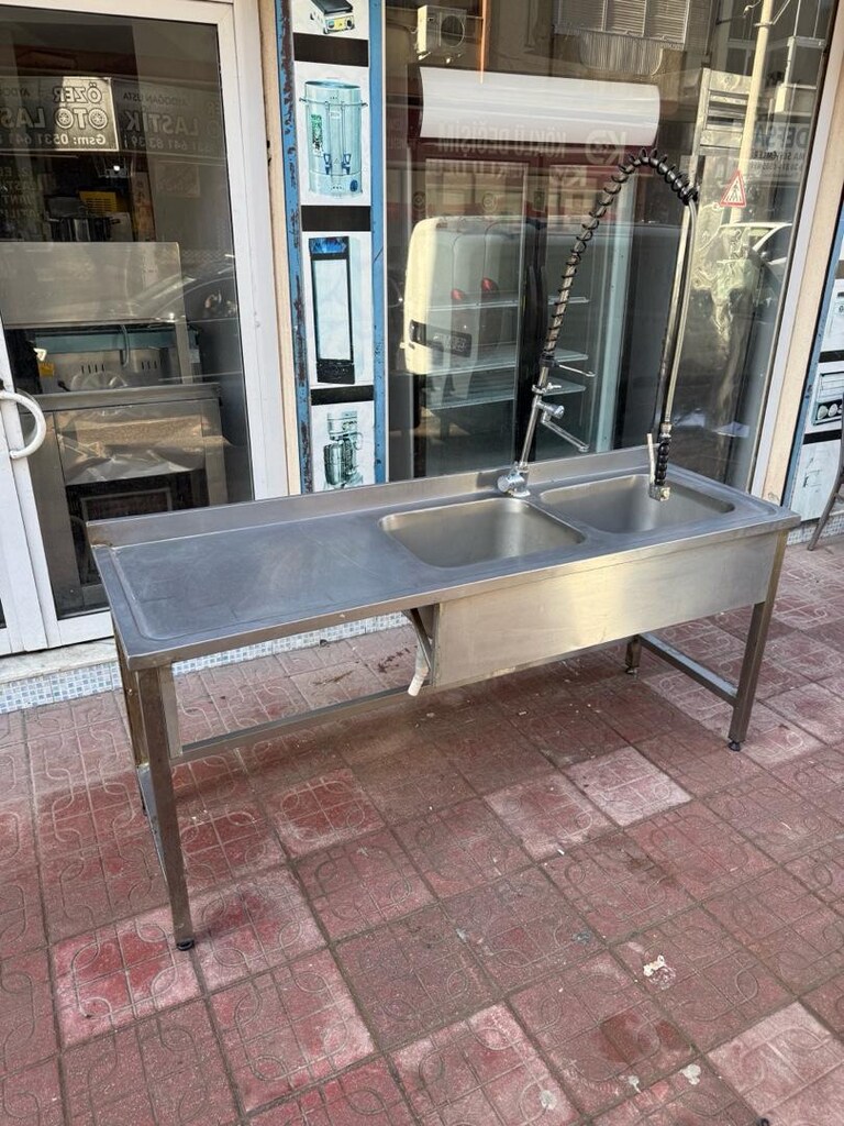 krom tezgah evyeli krom tezgah çift evyeli krom tezgah makine girişli - 9