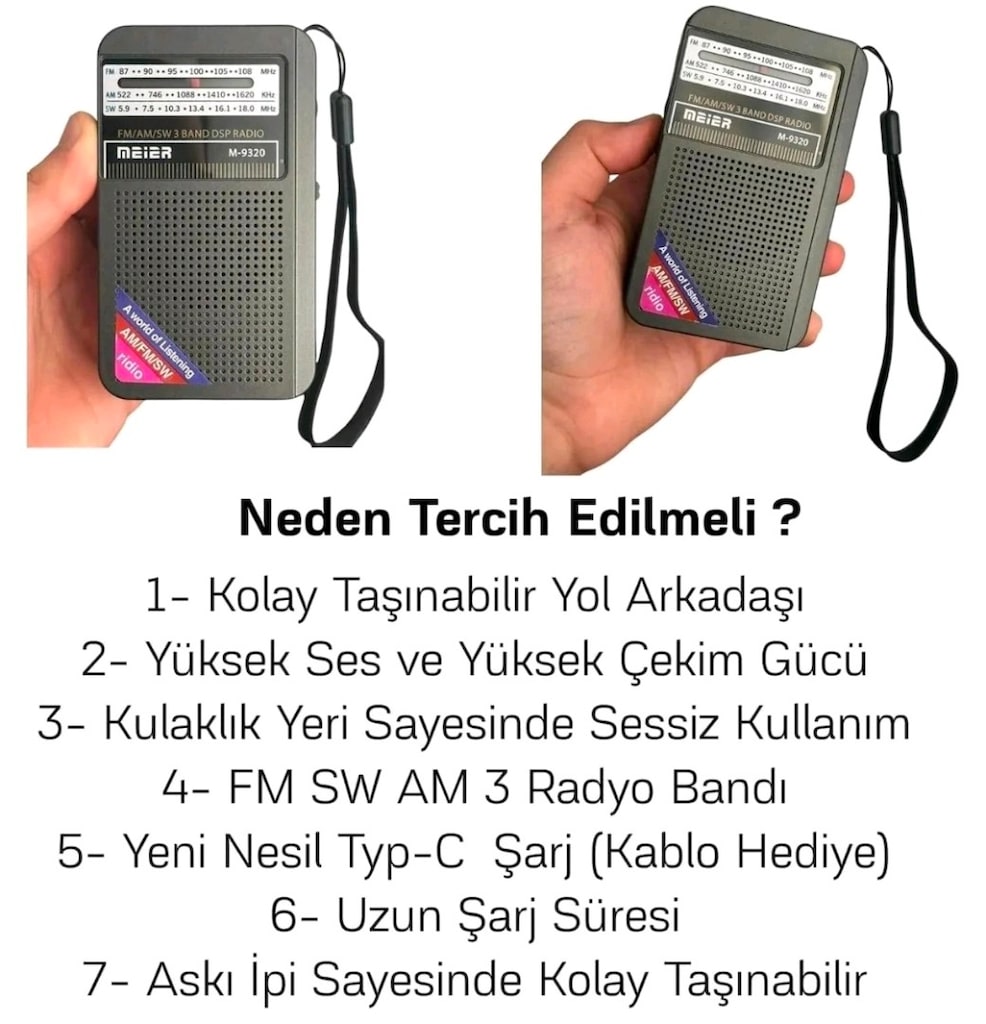 MEİER M-9320 MİNİ ŞARJLI EL RADYOSU - 5