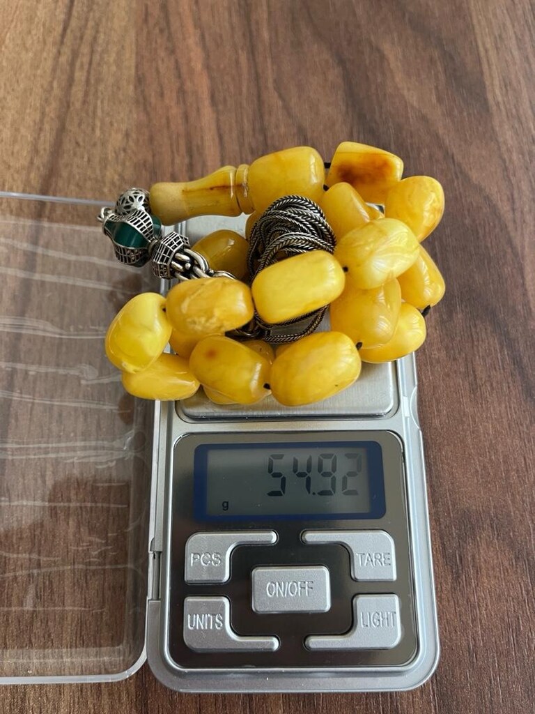 damla kehribar tesbih 55 gram resimde mevcut - 7