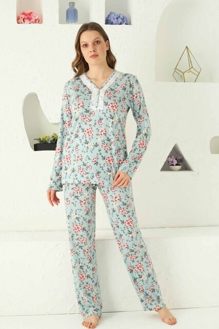 Alimer Çiçekli uzun kollu Penye pijama Takımı