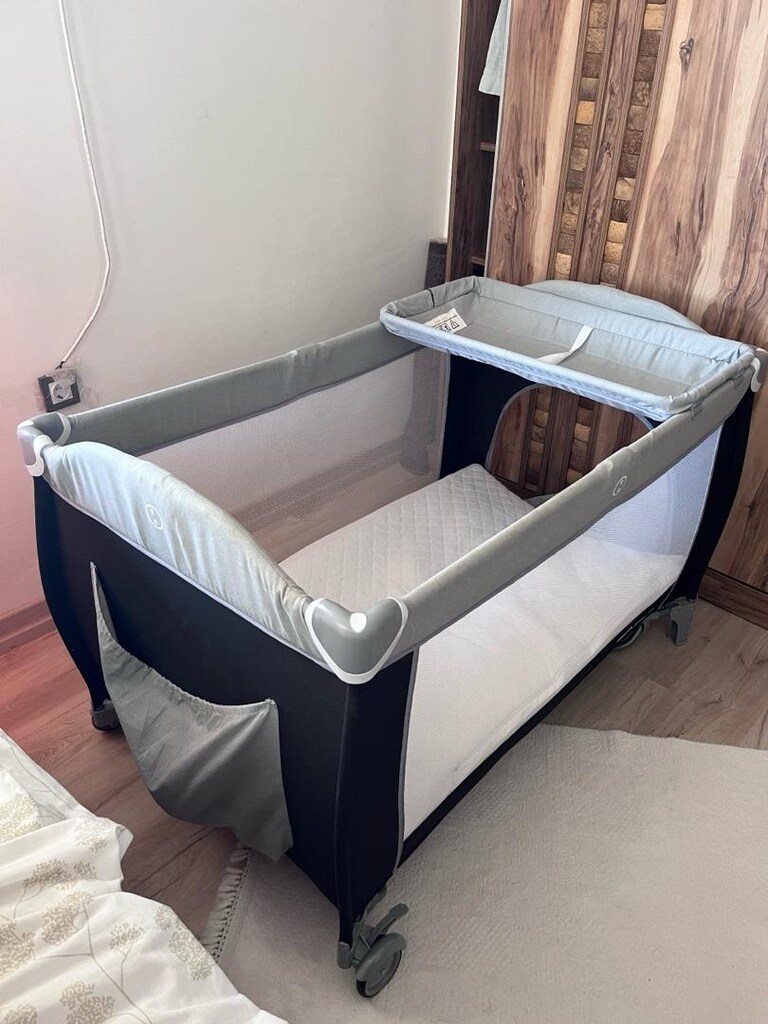 kraft beşik katlanır tekerlekli taşınır yatak ve pedli - 7