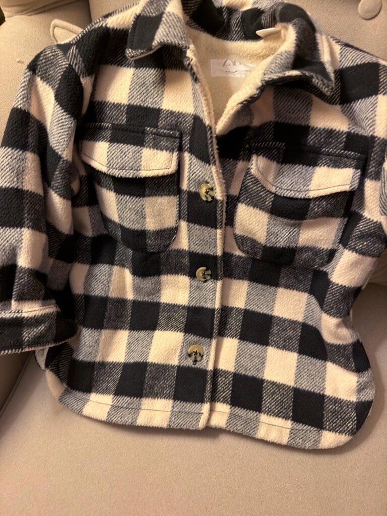 zara kurklu gomlek ceket kareli siyah beyaz - 2