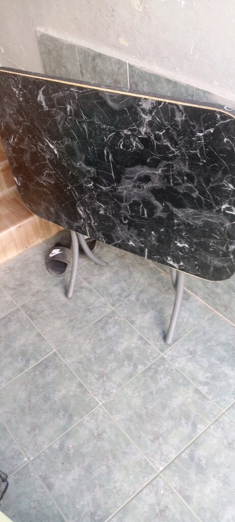 Mermer desenli katlanır masa 90x60 - 4