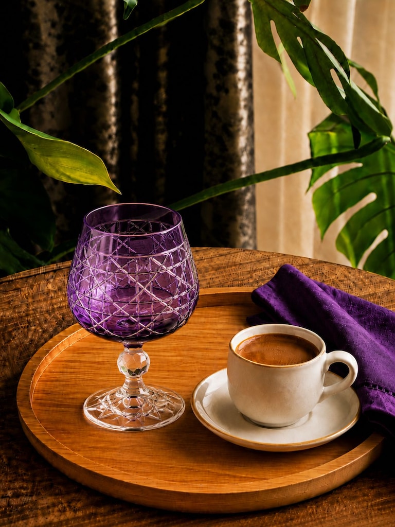 kristal kesme kahve yanı su bardağı 250 ml - 6