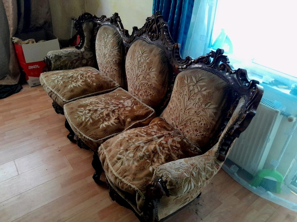 Klasik 3'lü Koltuk – Masif Ahşap – Vintage - 3