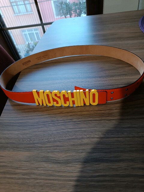 Moschino Fast Food Deri Logolu Kemer