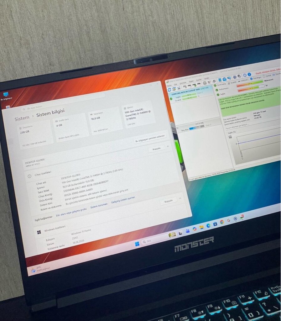 MONSTER 17.3” 144Hz GAMİNG-i5 11400H-16GB DDR4-256m2-LAPTOP - 3