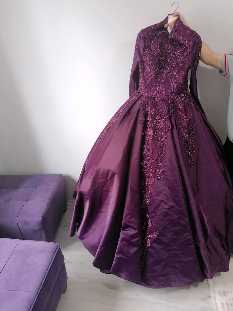 Nişanlık mor 38 beden prenses model - 4