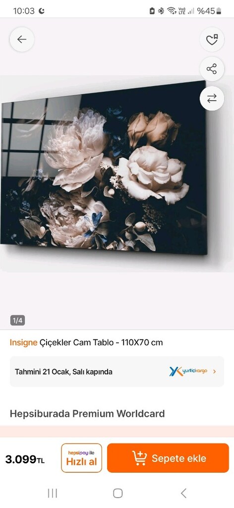 çiçekler cam tablo 110x70 büyük boy - 3