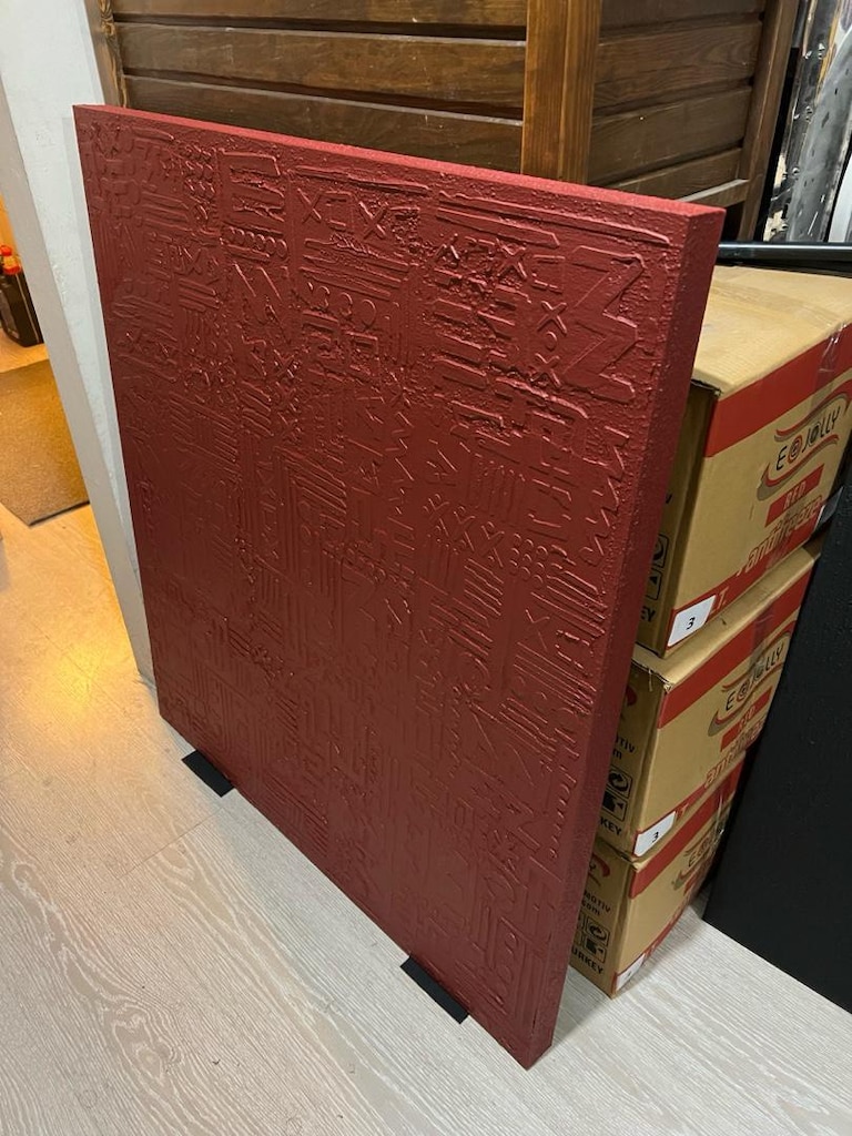 TABLO EL İŞÇİĞİ MDF ÜZERİ DOKULU KABARTMALI TEKNİK 80x100 BORDO TABLO - 3