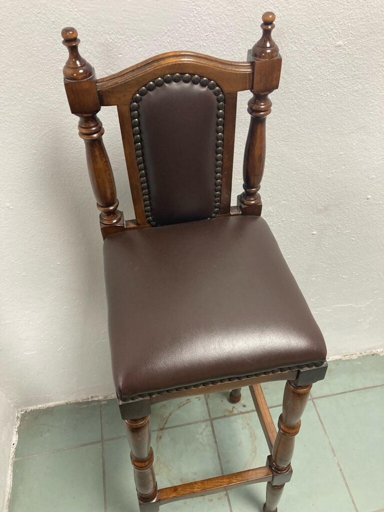 Vintage Fransız deri bar sandalyesi - 2