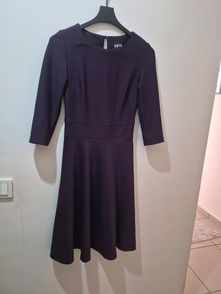 kadın mürdüm renk midi boy elbise