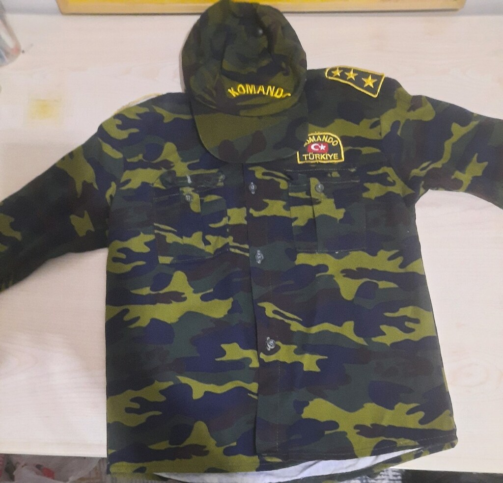Erkek Çocuk Asker / Komando Kamuflaj Kostüm Takımı (10 Yaş / 3 Parça)
