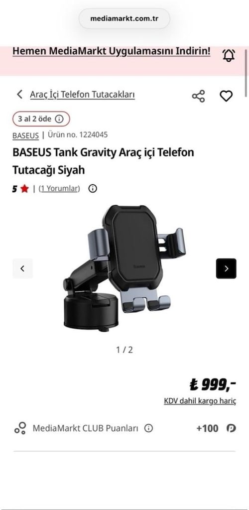 Baseus Araç İçi Telefon Tutacağı Siyah - 2