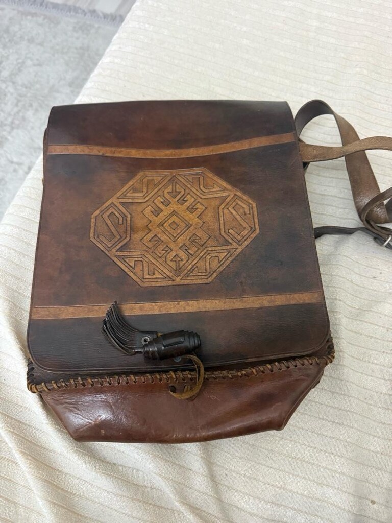 1970'ler Gerçek Vintage Hakiki Deri Otantik Çanta (50 Yıllık) Koleksi - 8